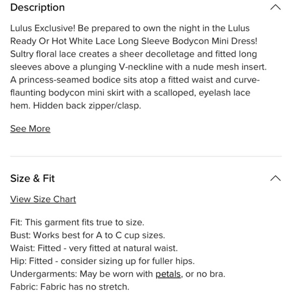 NWT! Lulu’s Ready Or Hot White Lace Long Sleeve Bodycon Mini Dress Bachelorette - Picture 11 of 11